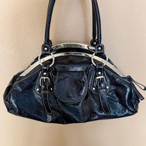 Elegant Black Shoulder Bag With Silver Accents